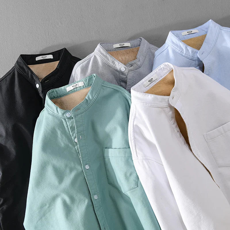 Cédric™ | Chemise en Coton à Col Montant Élégante